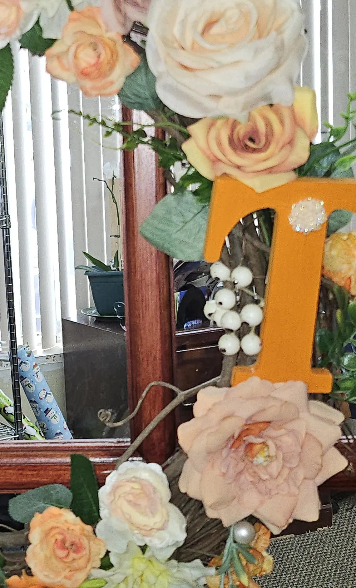 Monogram Favorite Color Floral Wreath (Made to Order)