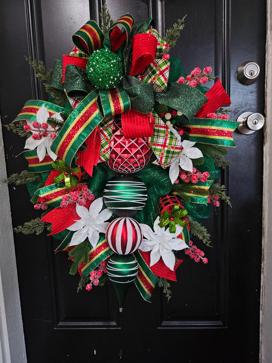 Red and Green Ornament Wreath