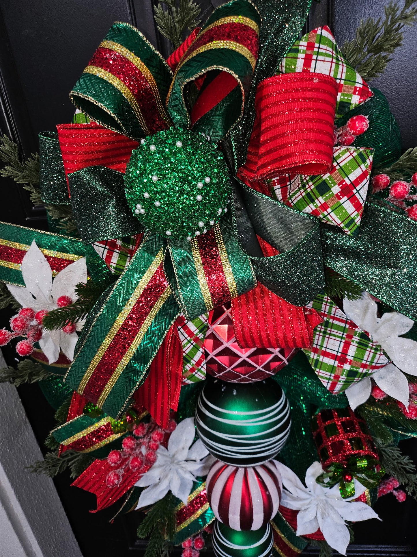 Red and Green Ornament Wreath