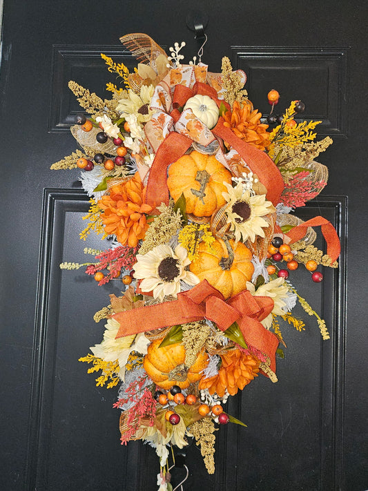 Autumn Pumpkin & Sunflower Swag