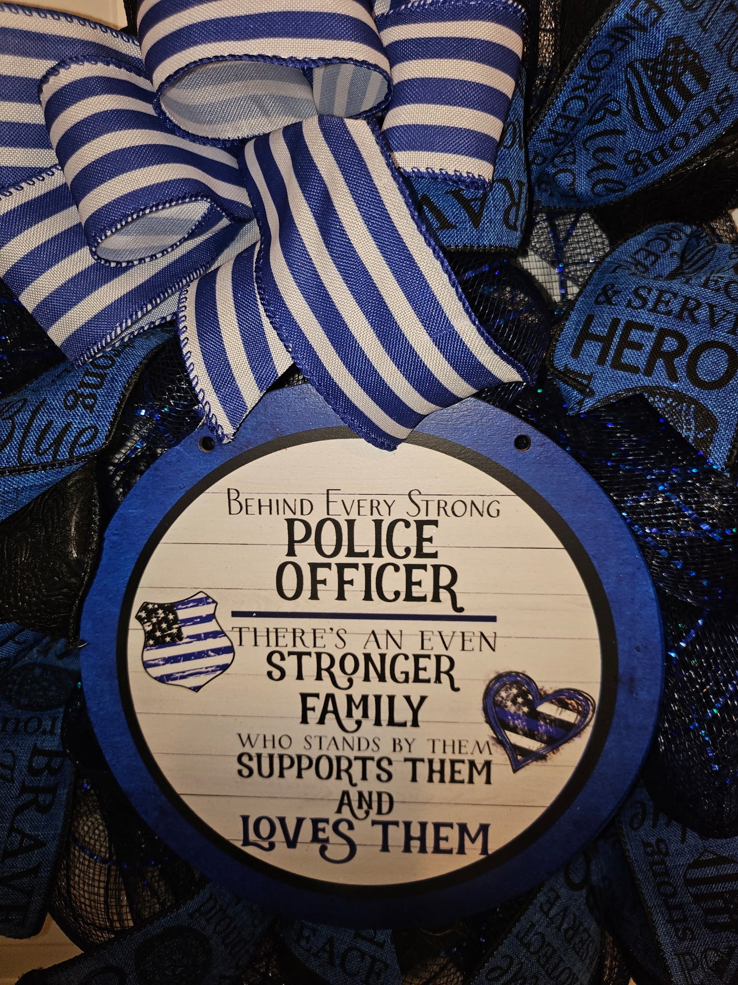 Thin Blue Line Police Officer Support Wreath