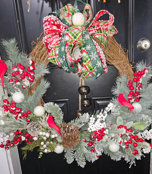 Cardinal & Pine Christmas Wreath