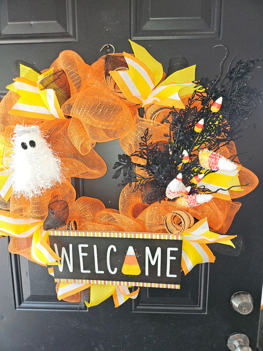 Candy Corn Welcome Wreath