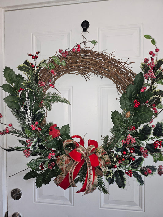 Grapevine Holly Wreath