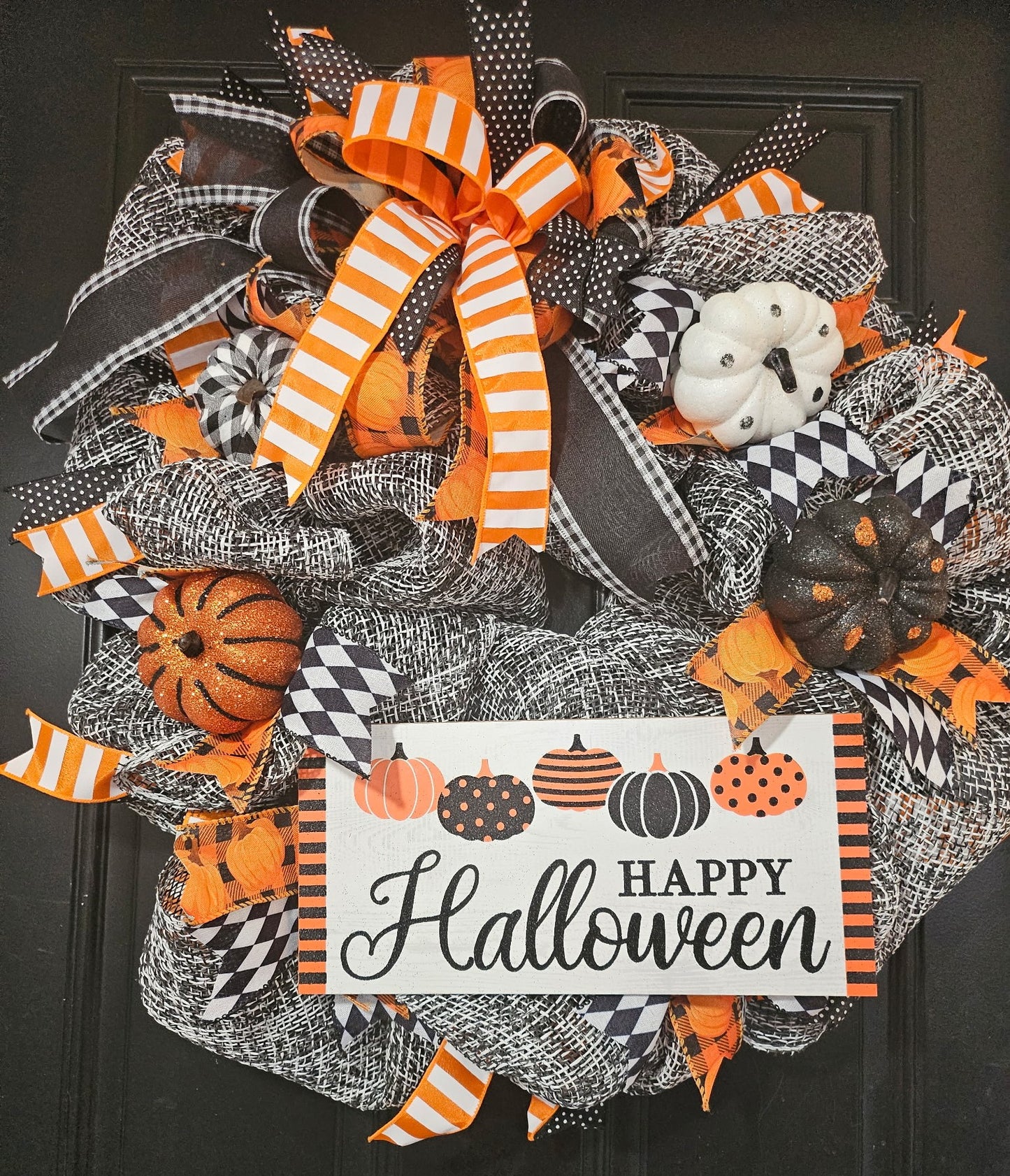 Black & Orange Halloween Wreath