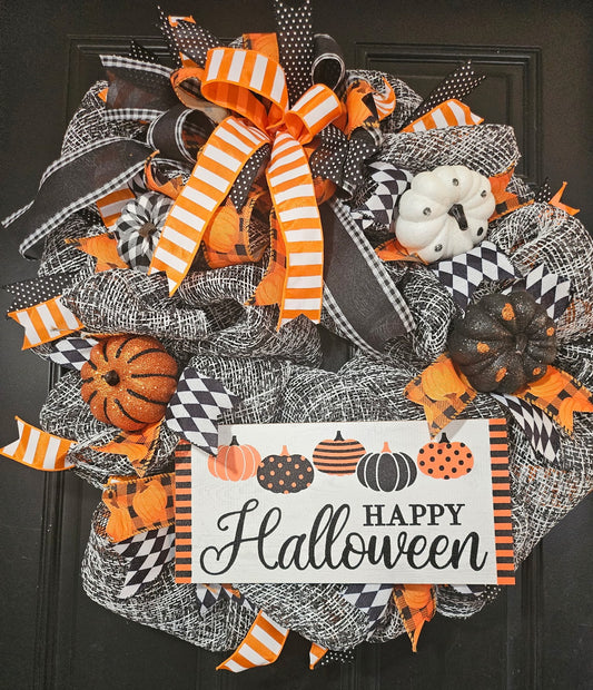 Black & Orange Halloween Wreath