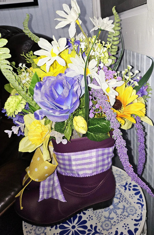 Rain Boot Floral Centerpiece