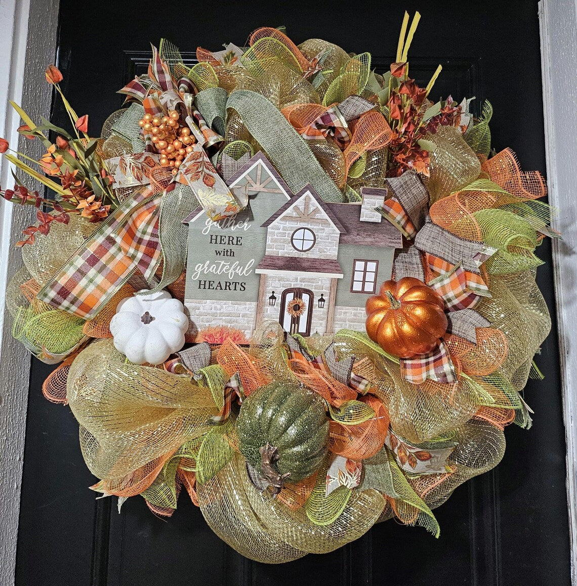 Fall 'Gather Here' Grateful Hearts Wreath