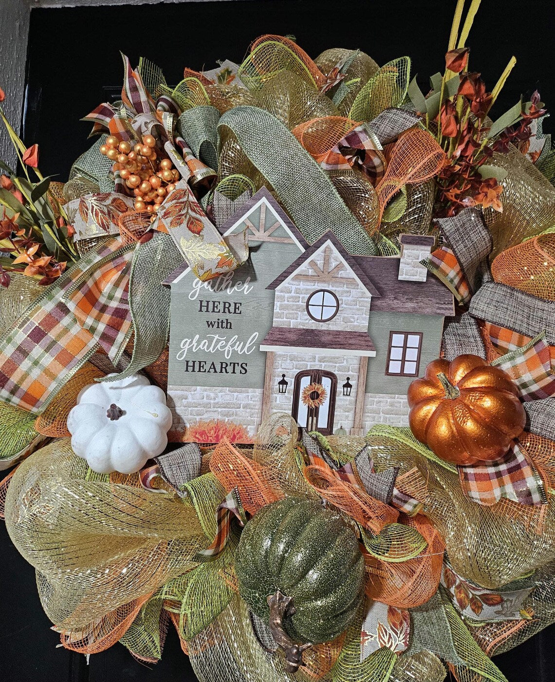 Fall 'Gather Here' Grateful Hearts Wreath