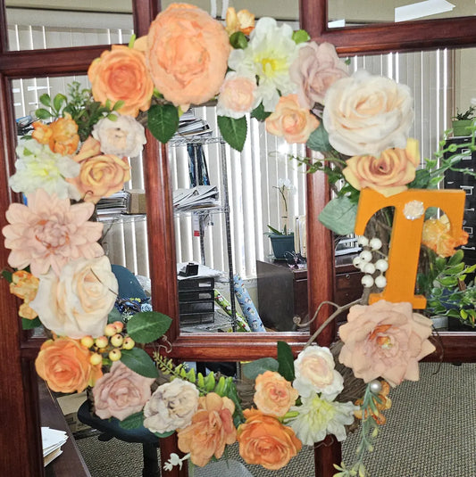 Monogram Favorite Color Floral Wreath (Made to Order)