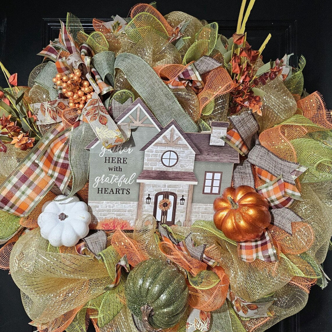 Fall 'Gather Here' Grateful Hearts Wreath