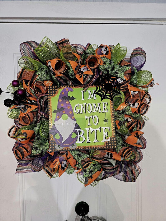Gnome Halloween Square Wreath
