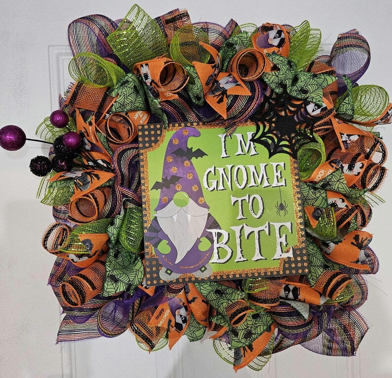 Gnome Halloween Square Wreath